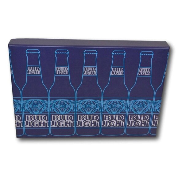 Budweiser Bud Light Men’s Blue Bifold Wallet & Can Coozie Set NIB - Picture 2 of 2